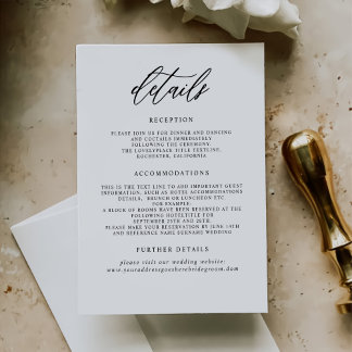Elegant Minimalist Wedding Details Enclosure Card