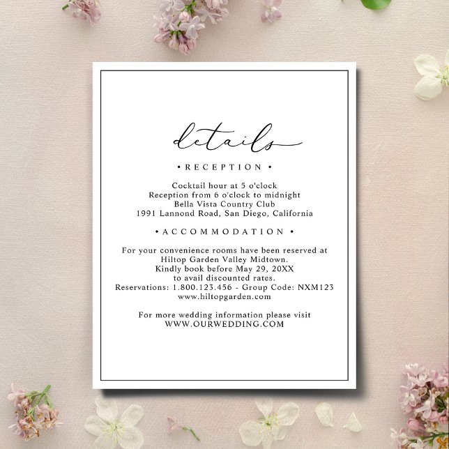 Elegant Minimalist Wedding Details Enclosure Cards (Creator Uploaded)