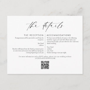Elegant Minimalist Wedding Details Insert Card