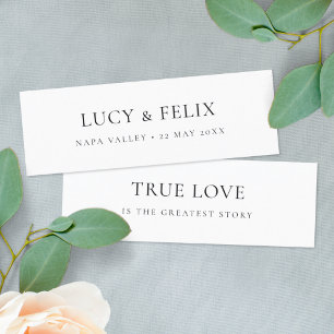 Elegant Minimalist   Wedding Favour Bookmark Card