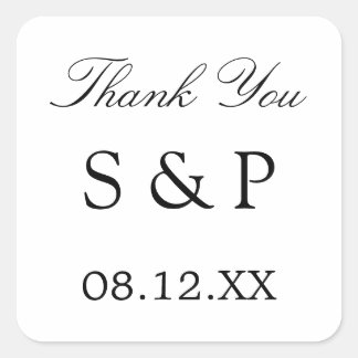 Elegant Minimalist Wedding Favour Thank You Square Sticker