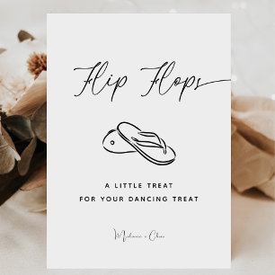 Elegant Minimalist Wedding Flip Flop Dancing Feet  Pedestal Sign