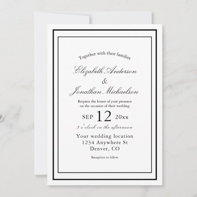 Elegant Minimalist Wedding Invitation (Front)