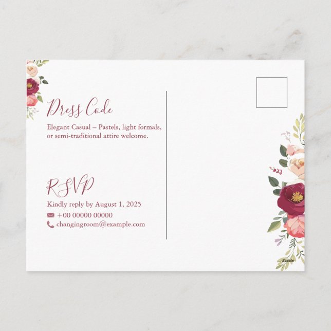 Elegant Minimalist Wedding Invitation Template (Back)