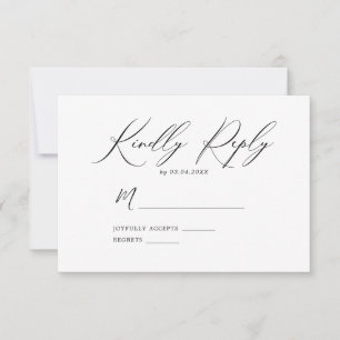 Elegant Minimalist Wedding Kindly Reply RSVP Card