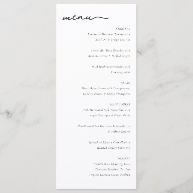 Elegant Minimalist Wedding Menu (Front)