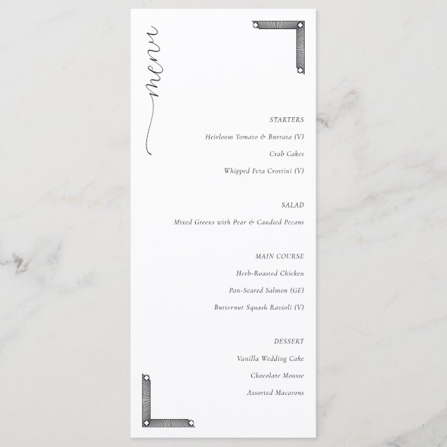 Elegant Minimalist Wedding Menu (Front)