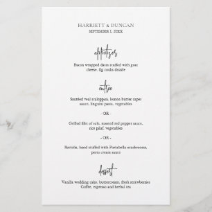 Elegant Minimalist Wedding Menu