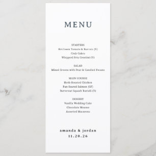 Elegant Minimalist Wedding Menu