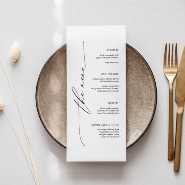 Elegant Minimalist Wedding Menu with Script Font (Creator Uploaded)