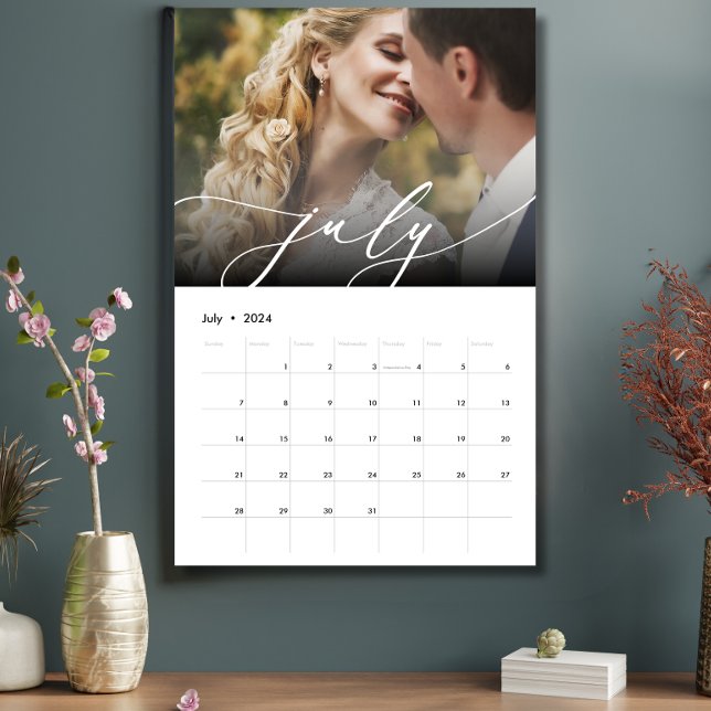 Elegant Minimalist Wedding Modern Photo Script  Calendar (Creator Uploaded)
