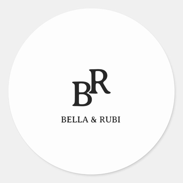 Elegant Minimalist Wedding Monogram Classic Round Sticker (Front)
