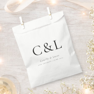 Elegant Minimalist Wedding Monogram Favour Bag