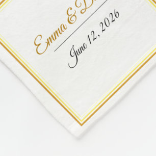 Elegant Minimalist Wedding Names & Date Template  Fleece Blanket