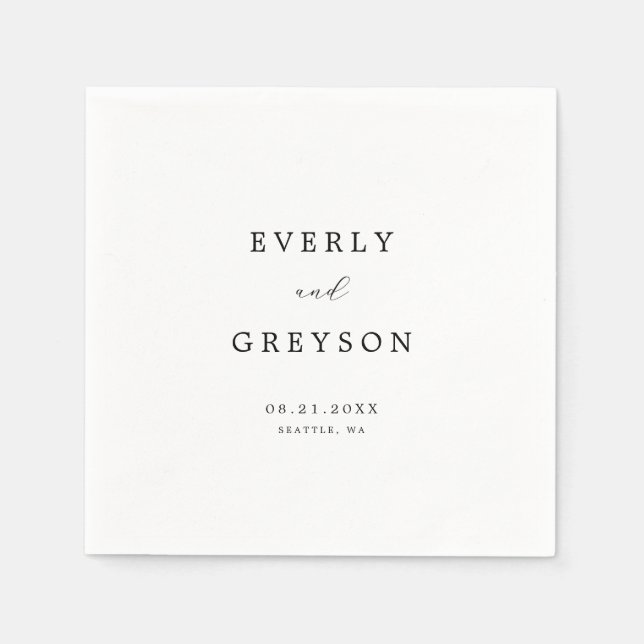 Elegant Minimalist Wedding Napkin (Front)