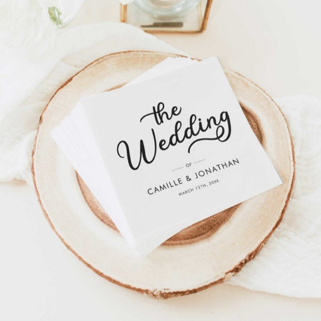 Elegant Minimalist Wedding Napkin (Elegant Modern Wedding Personalized Paper Napkins)