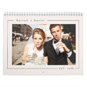 Elegant Minimalist Wedding Newlyweds Photo 2026 Calendar