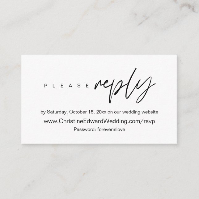 Elegant, Minimalist, Wedding Online RSVP Enclosure Card (Front)