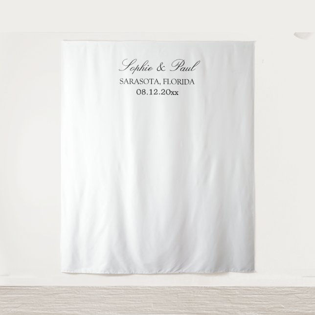 Elegant Minimalist Wedding Photo Booth Backdrop Tapestry (Front)