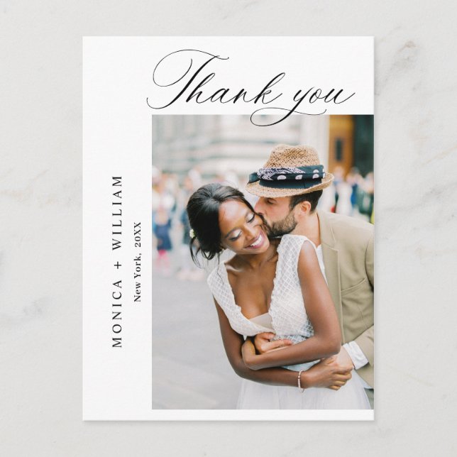 Elegant Minimalist Wedding Photo Postcard (Front)