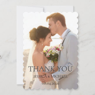 Elegant Minimalist Wedding Photo Thank You Card