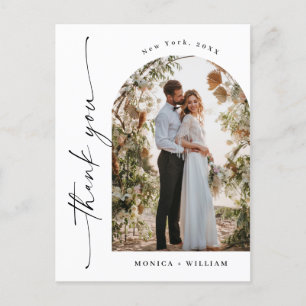 Elegant Minimalist Wedding Photo Thank You Postcard