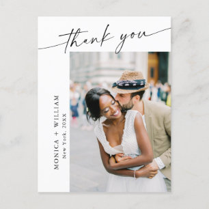 Elegant Minimalist Wedding Photo Thank You Postcard