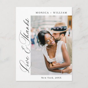 Elegant Minimalist Wedding Photo Thank You Postcard