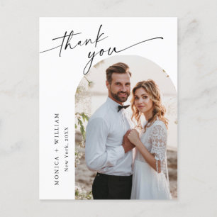 Elegant Minimalist Wedding Photo Thank You Postcard