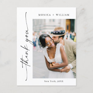 Elegant Minimalist Wedding Photo Thank You Postcard