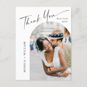 Elegant Minimalist Wedding Photo Thank You Postcard