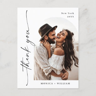 Elegant Minimalist Wedding Photo Thank You Postcard