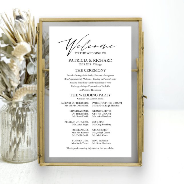 Elegant Minimalist Wedding Program Sign (Creator Uploaded)