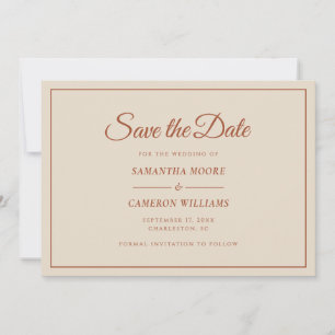 Elegant Minimalist Wedding QR Code Terracotta Save The Date