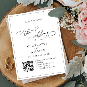 Elegant Minimalist Wedding Save the Date QR code Postcard