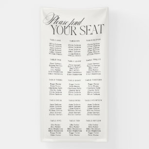 Elegant Minimalist Wedding Seating Chart Vinil Banner