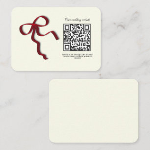Elegant Minimalist Wedding Simple classic Red Bow Enclosure Card