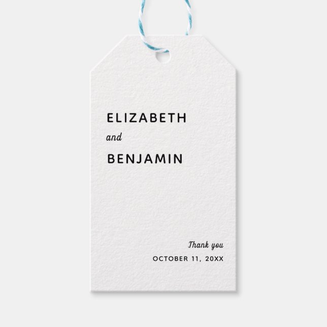 Elegant Minimalist Wedding Simple Typography Black Gift Tags (Front)