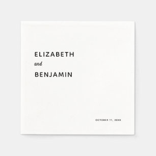 Elegant Minimalist Wedding Simple Typography Black Napkin