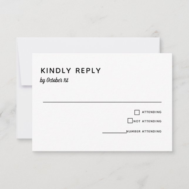 Elegant Minimalist Wedding Simple Typography RSVP Card (Front)