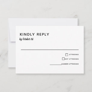 Elegant Minimalist Wedding Simple Typography RSVP Card