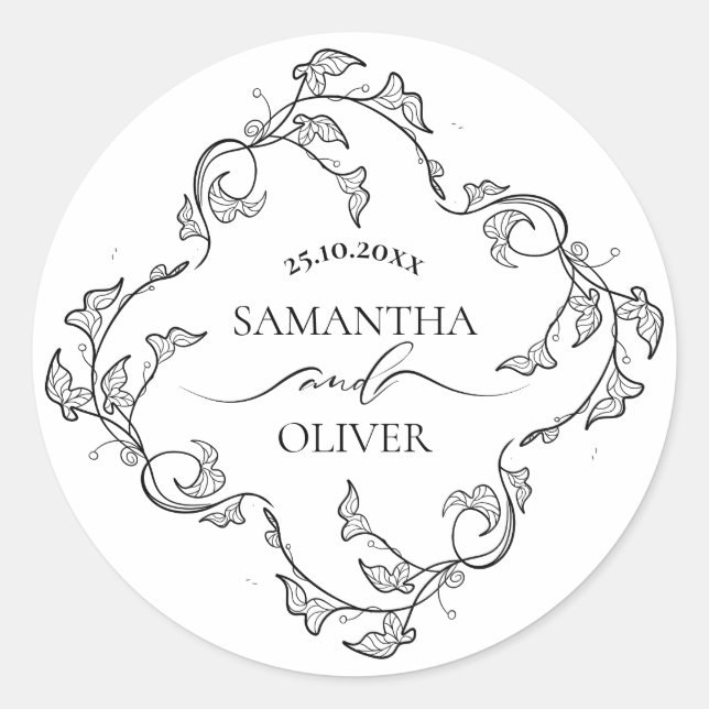 Elegant Minimalist Wedding Sticker (Front)