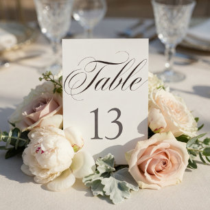 Elegant Minimalist Wedding Table Number