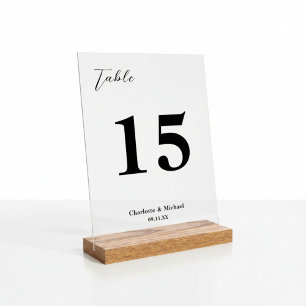 Elegant Minimalist Wedding Table Number Acrylic Sign