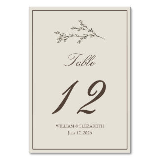 Elegant Minimalist Wedding Table Number Cards