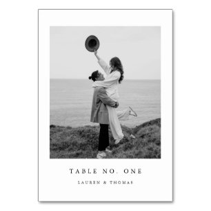 Elegant Minimalist Wedding Table Number with Photo