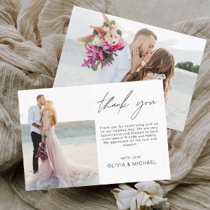 Elegant Minimalist Wedding Thank You Photo Card