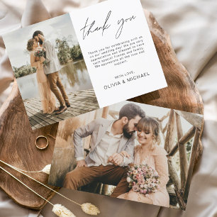 Elegant Minimalist Wedding Thank You Photo Card