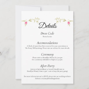 Elegant Minimalist Wedding Venue Details Card