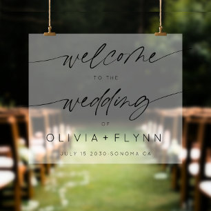 Elegant Minimalist Wedding Welcome Frosted White Acrylic Sign